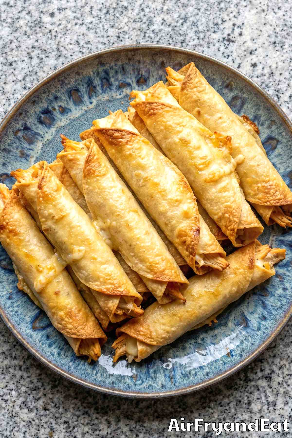 Savory crispy chicken taquitos from air fryer