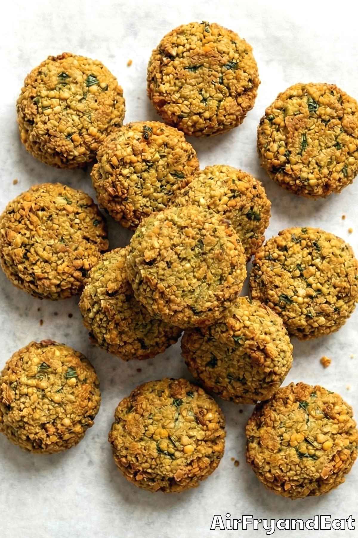 Crunchy air fryer crispy falafel closeup