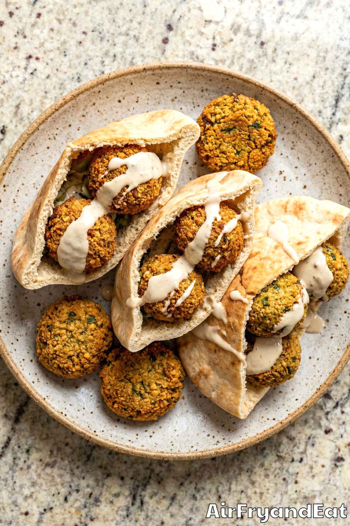 Flavorful air fryer crispy falafel stack