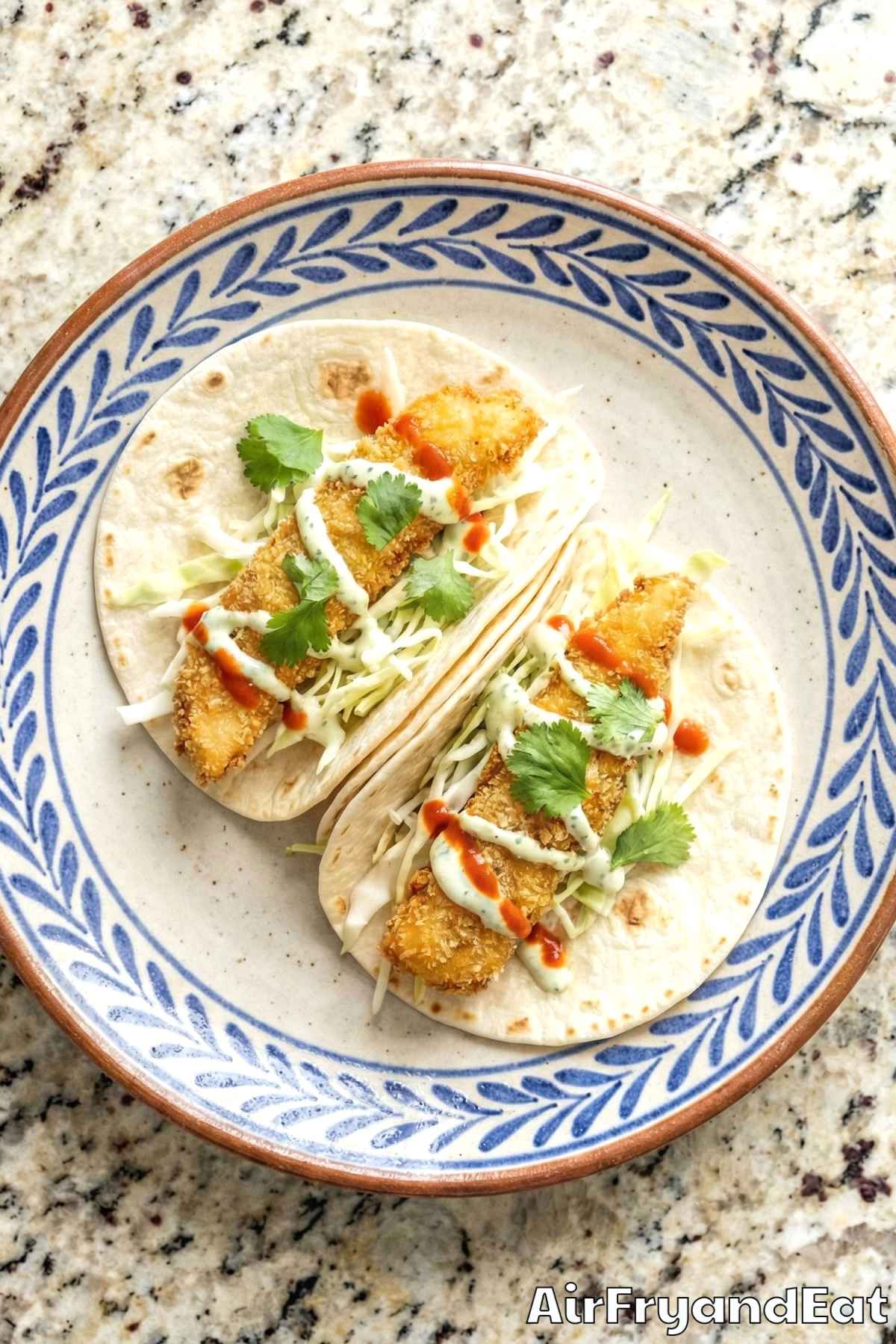Zesty air fryer crispy fish tacos ready