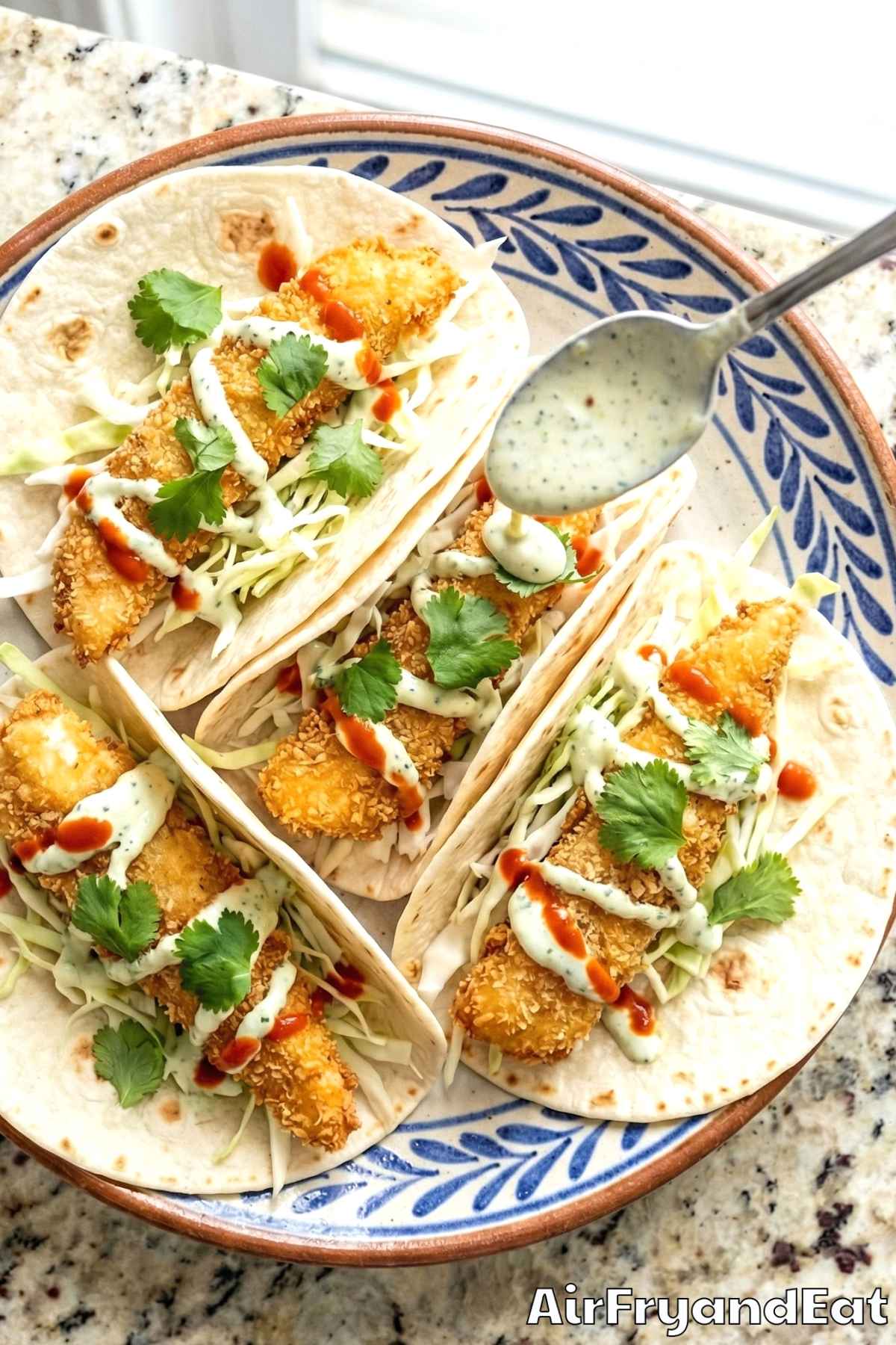 Flavorful crispy fish tacos from air fryer