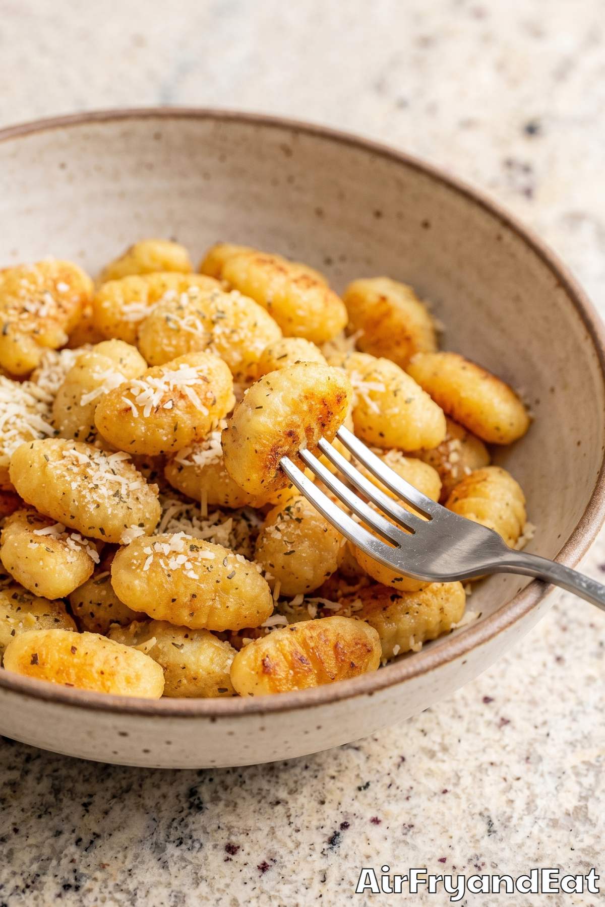 Golden crispy garlic gnocchi