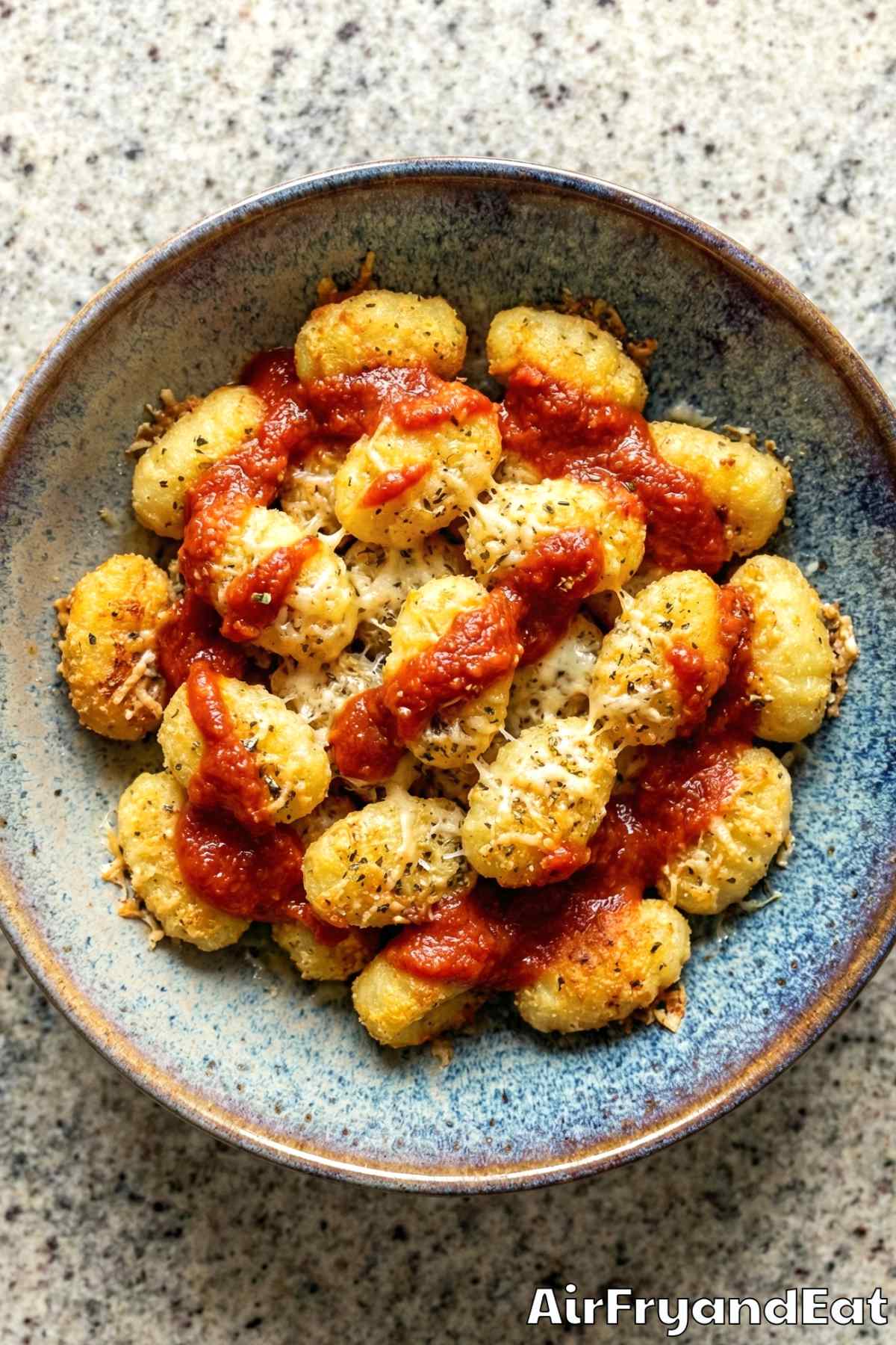 Perfect air fryer crispy garlic gnocchi bowl