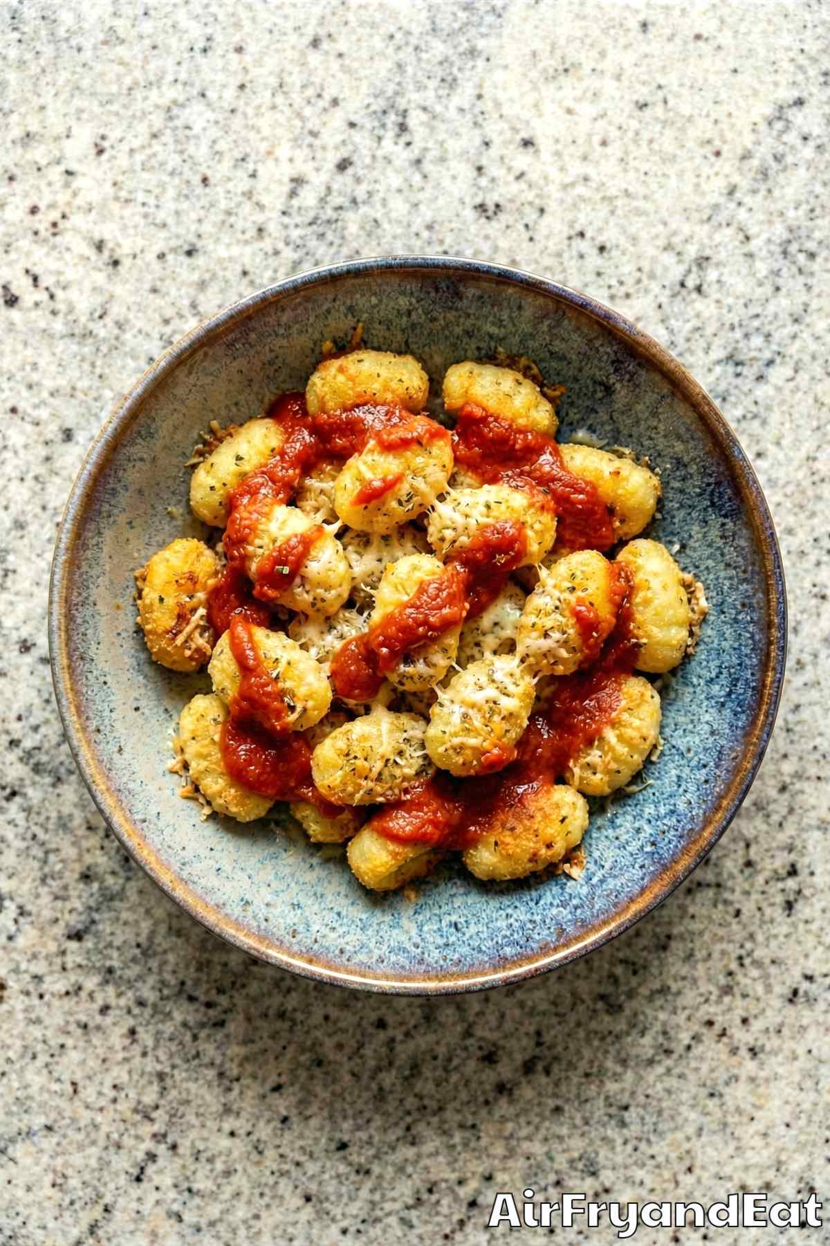 Tender air fryer crispy garlic gnocchi bites