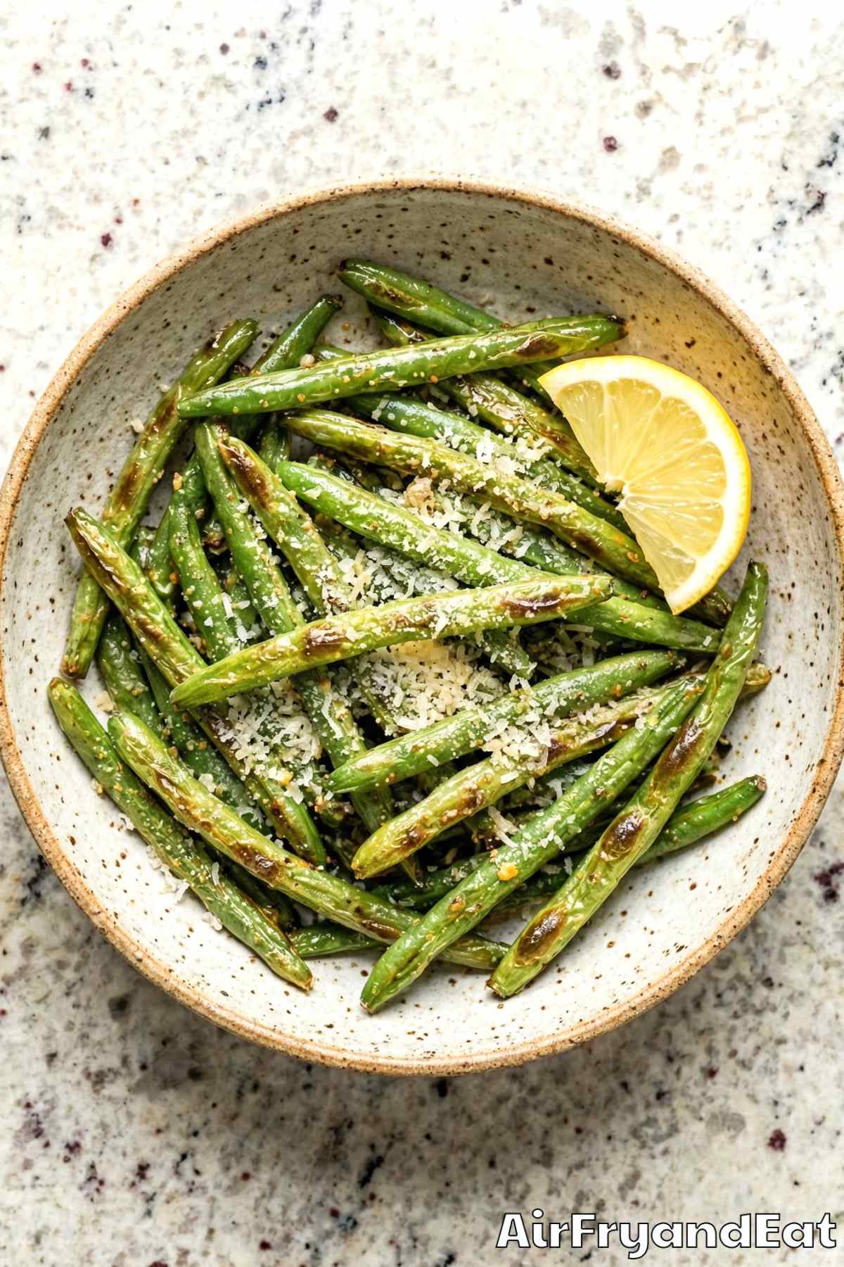 Irresistible air fryer crispy green beans snack