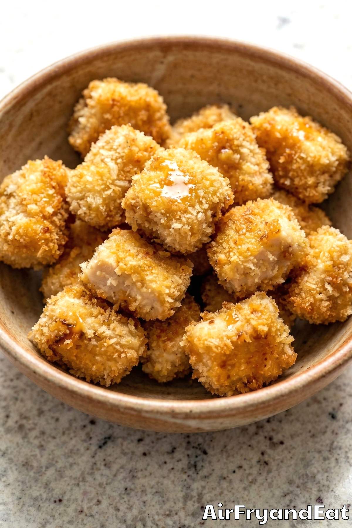 Savory honey mustard chicken bites in air fryer