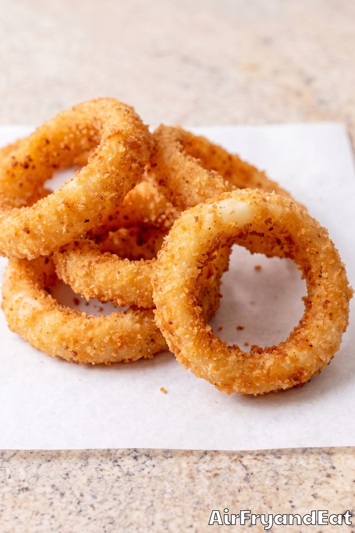 Panko onion rings fresh from air fryer