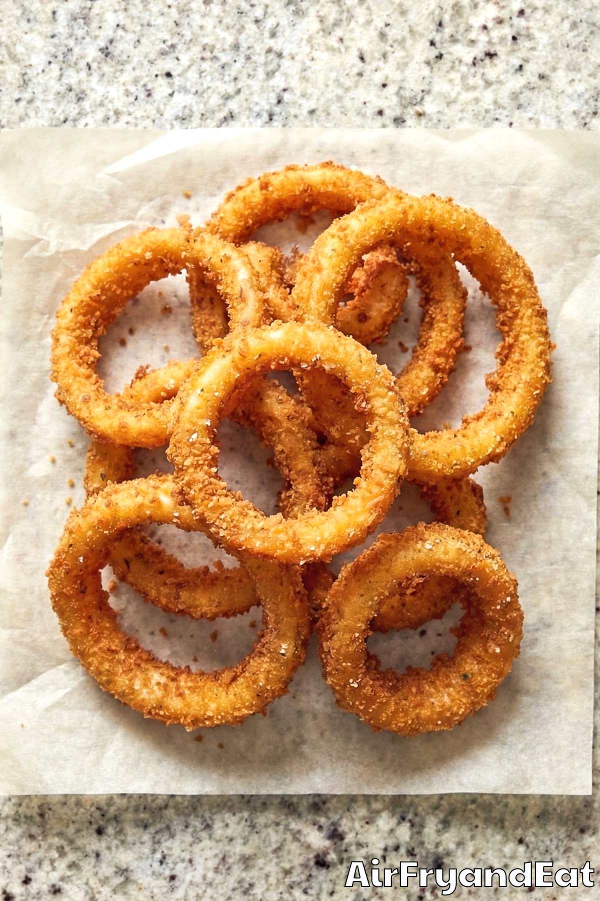 Homemade air fryer crispy panko onion rings