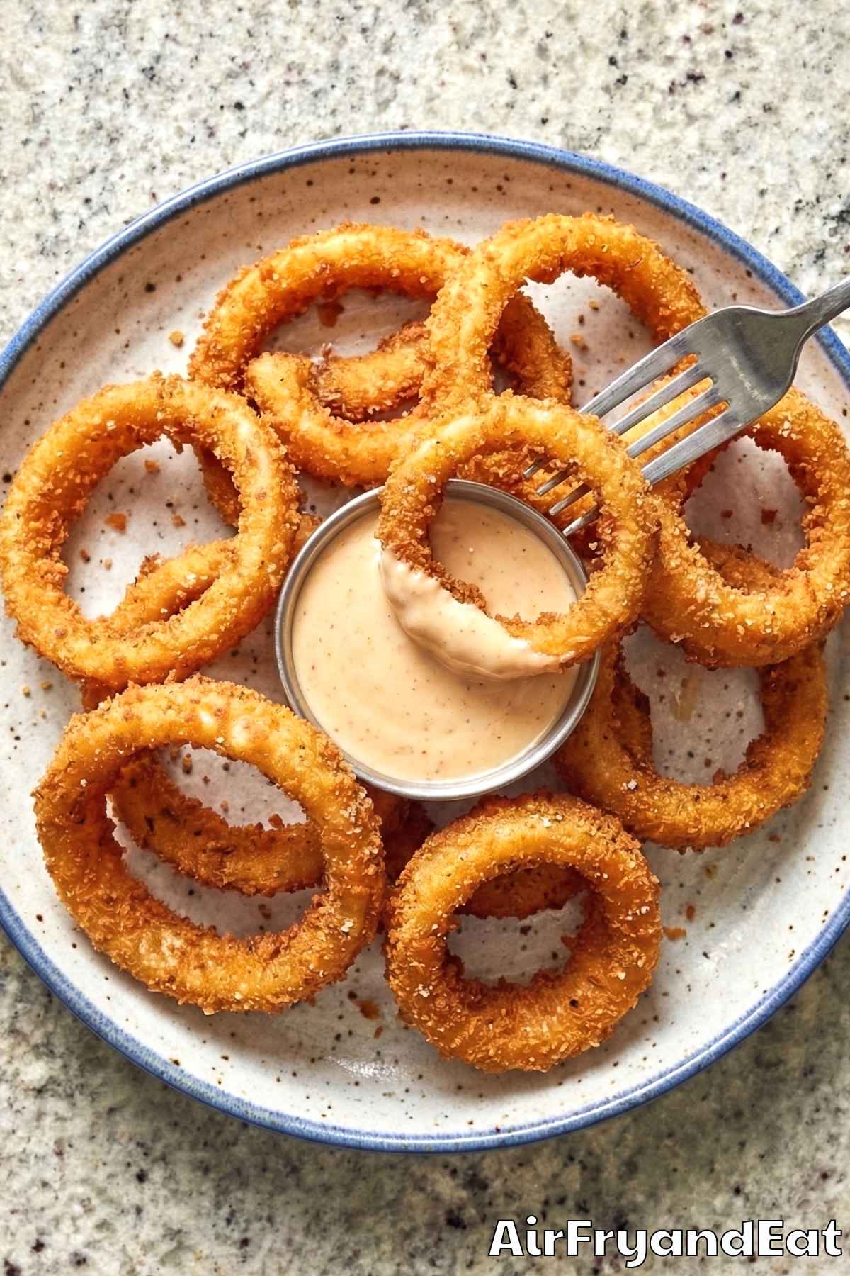 Light and crispy air fryer panko onion rings