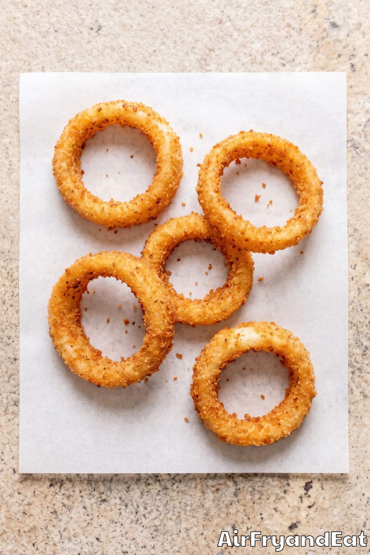 Air fryer crispy onion rings snack