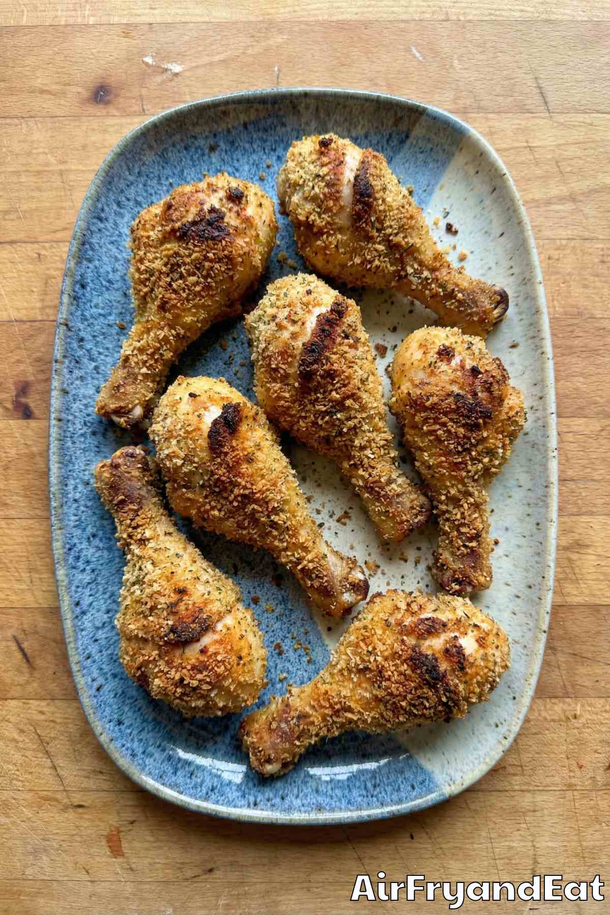 Golden air fryer parmesan chicken drumsticks