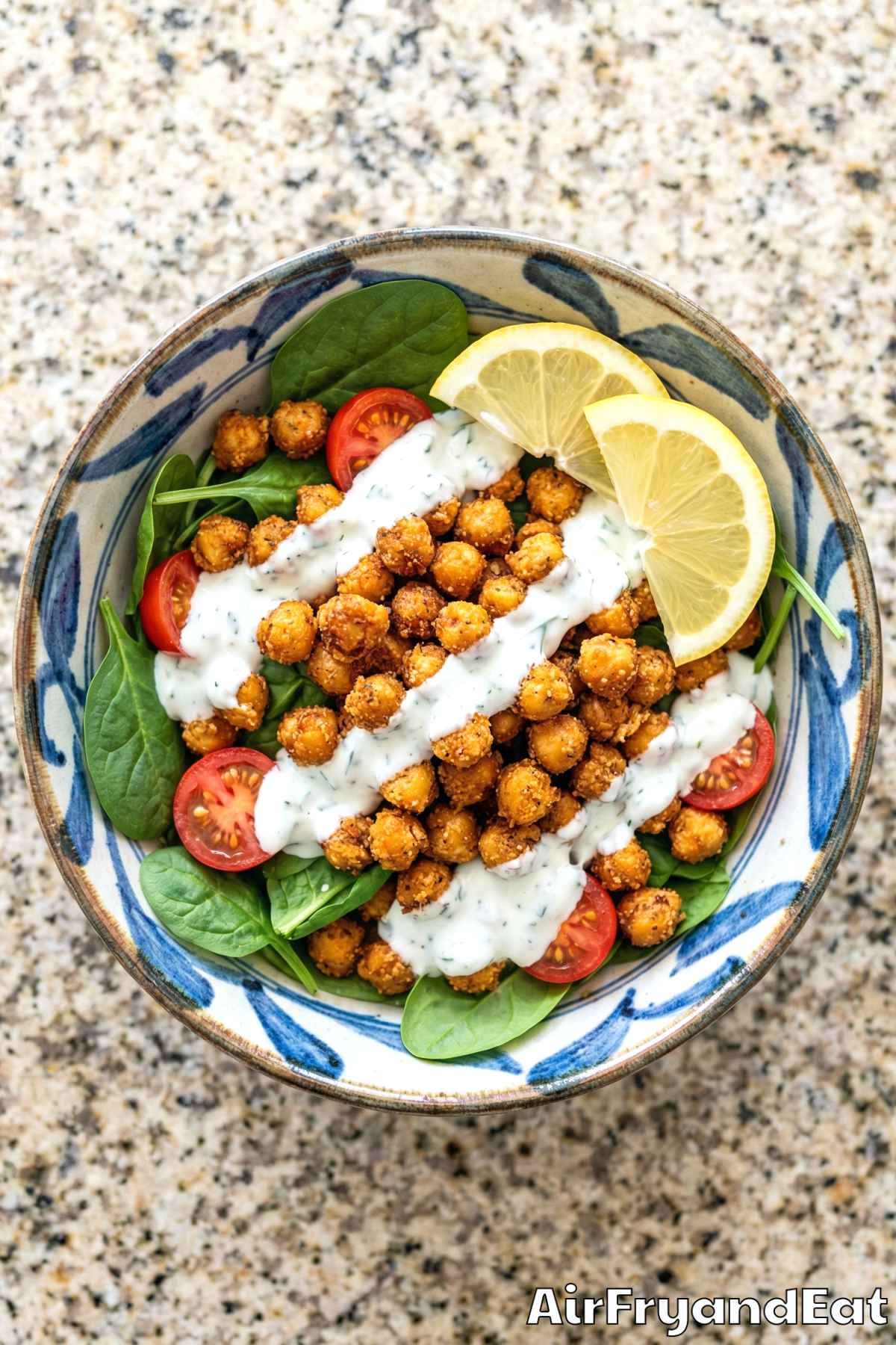 Wholesome crispy parmesan chickpea bowl