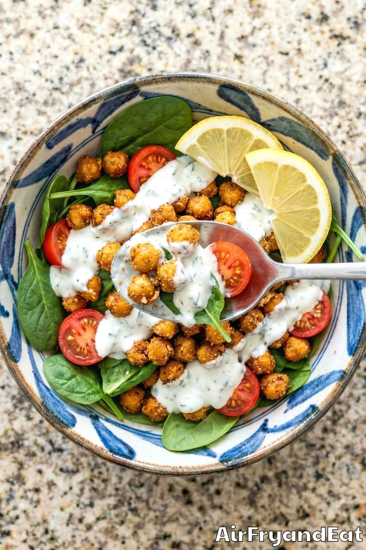 Easy air fryer parmesan chickpea bowl