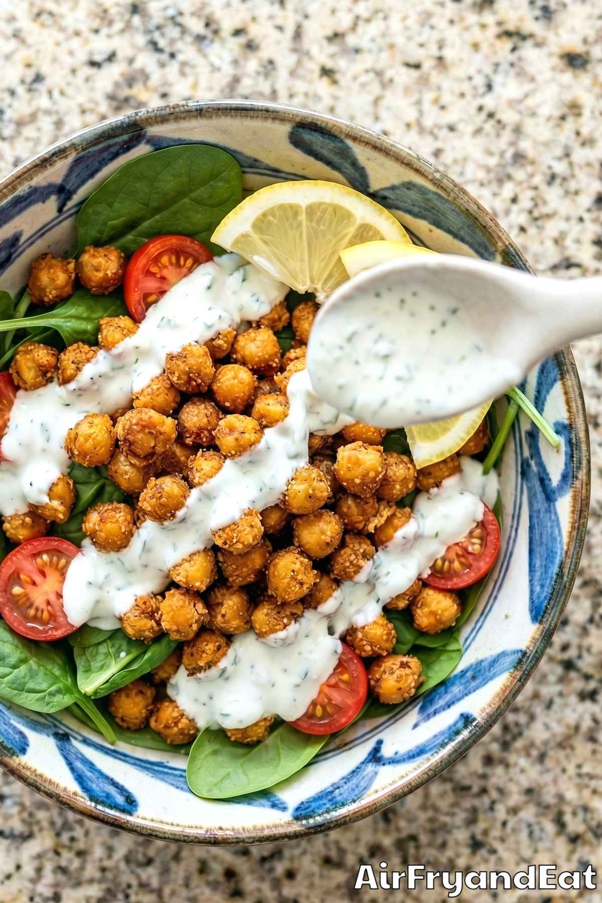 Hearty air fryer crispy parmesan chickpeas