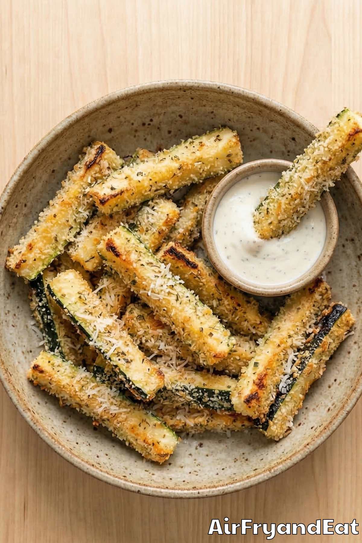 Tender air fryer parmesan zucchini fries
