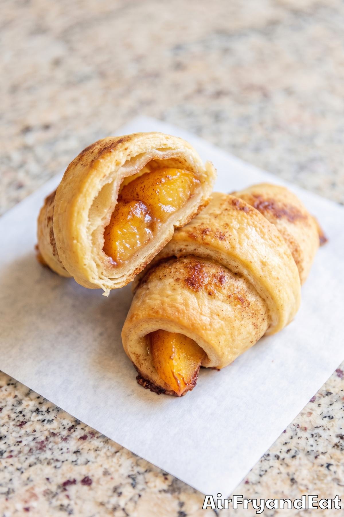 Easy air fryer peach cobbler rolls