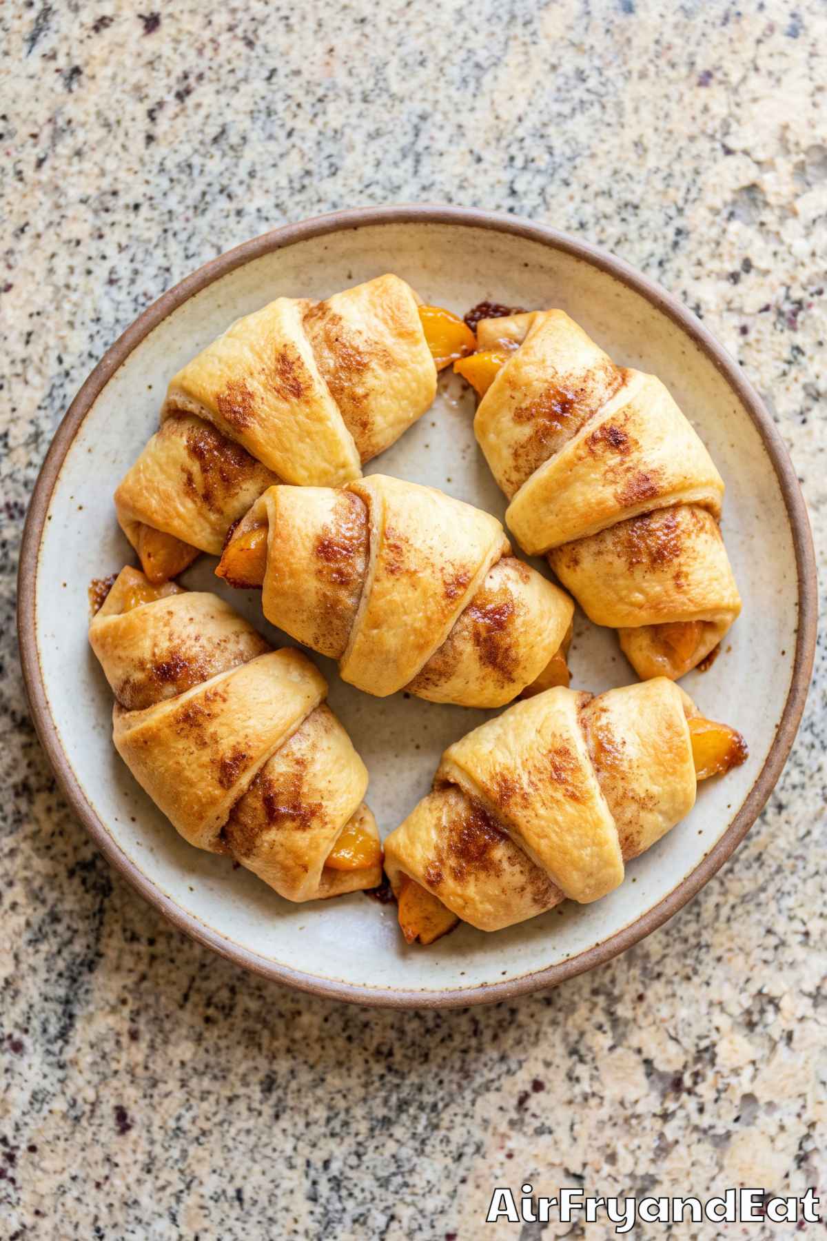 Sweet crispy peach cobbler rolls