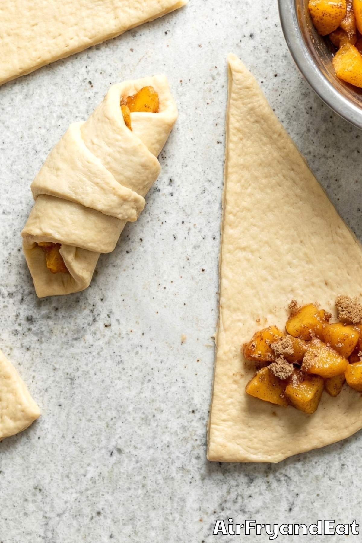 Air Fryer Crispy Peach Cobbler Rolls Step 3