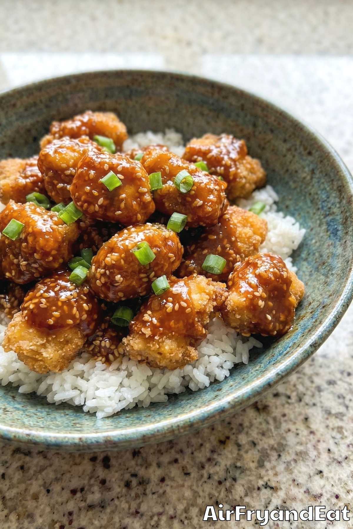 Tender air fryer crispy sesame chicken