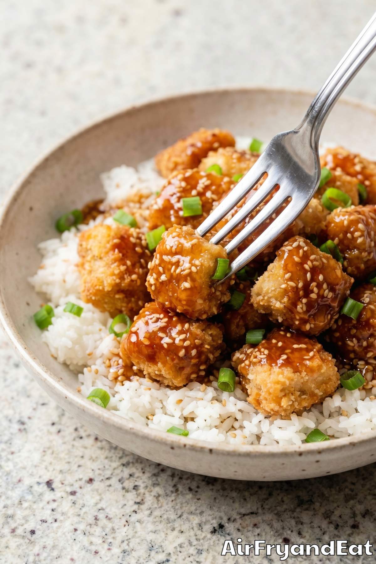 crispy air fryer sesame chicken pieces