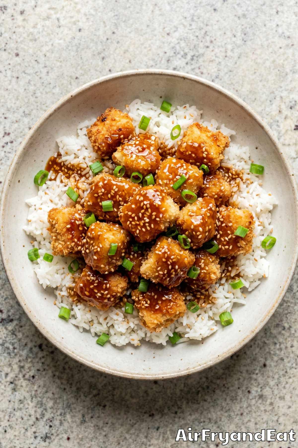 irresistible air fryer sesame chicken dish