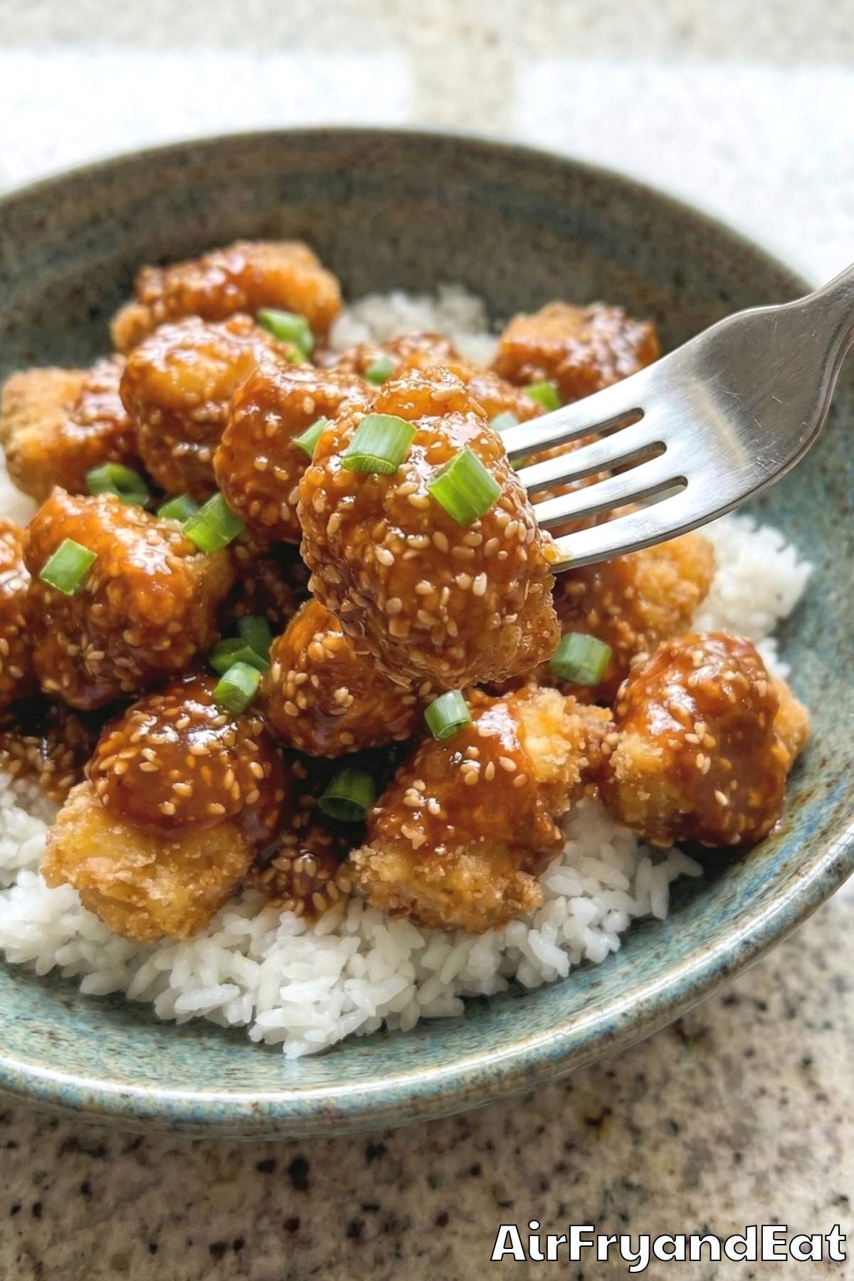Juicy air fryer crispy sesame chicken