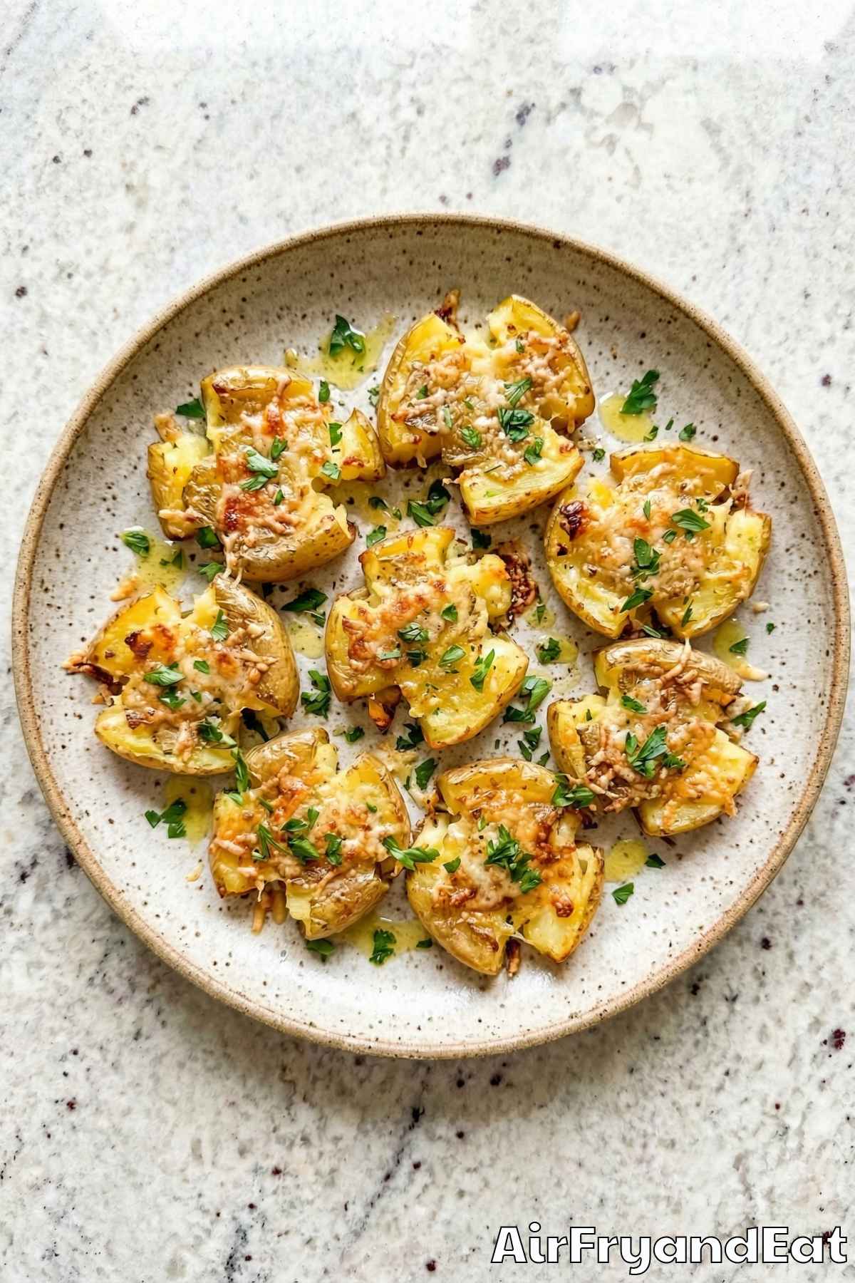 Savory air fryer crispy smashed potatoes