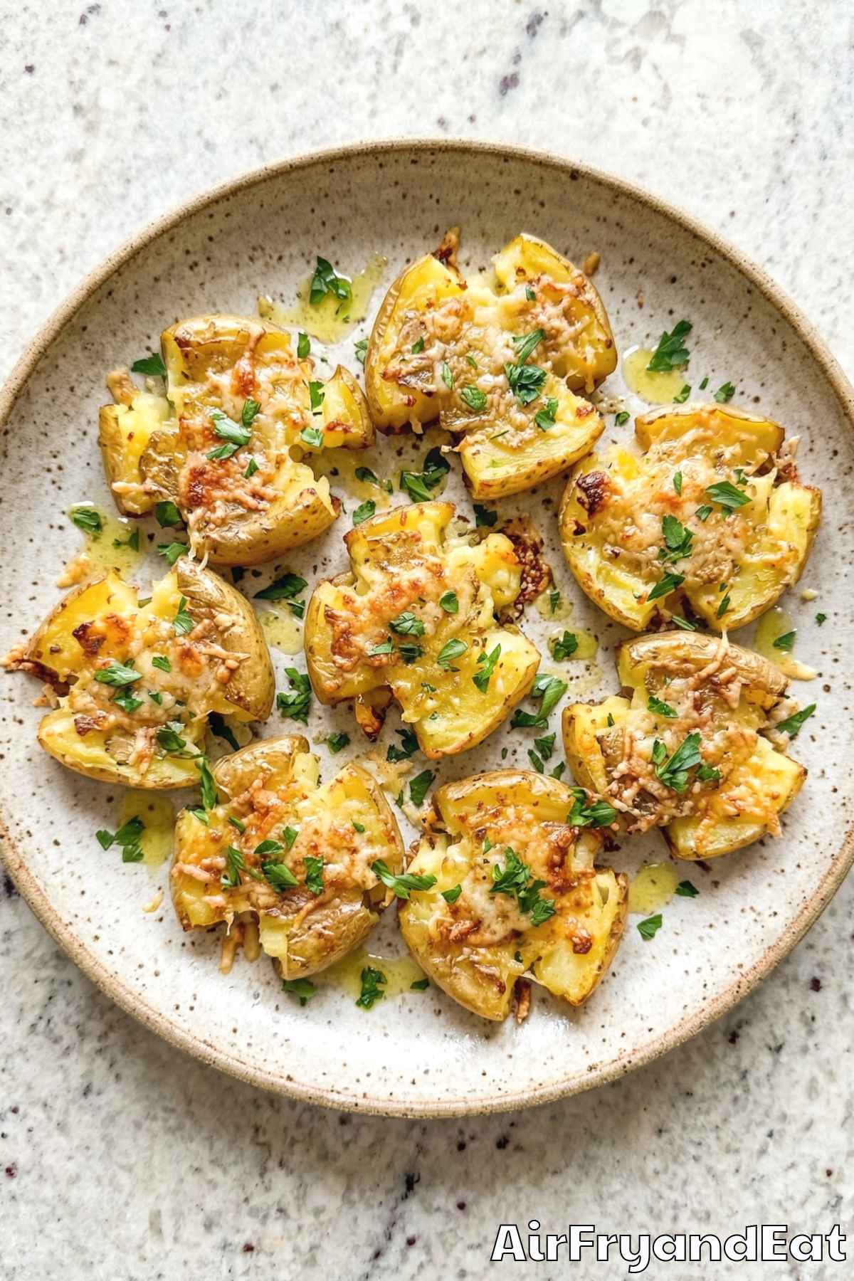 Perfectly crispy air fryer smashed potatoes