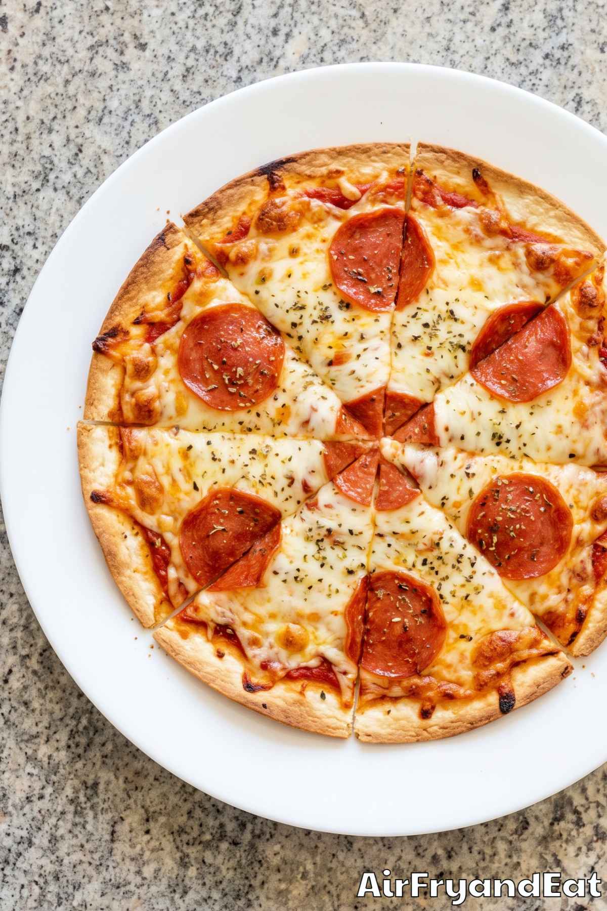 Homemade tortilla pizza in air fryer