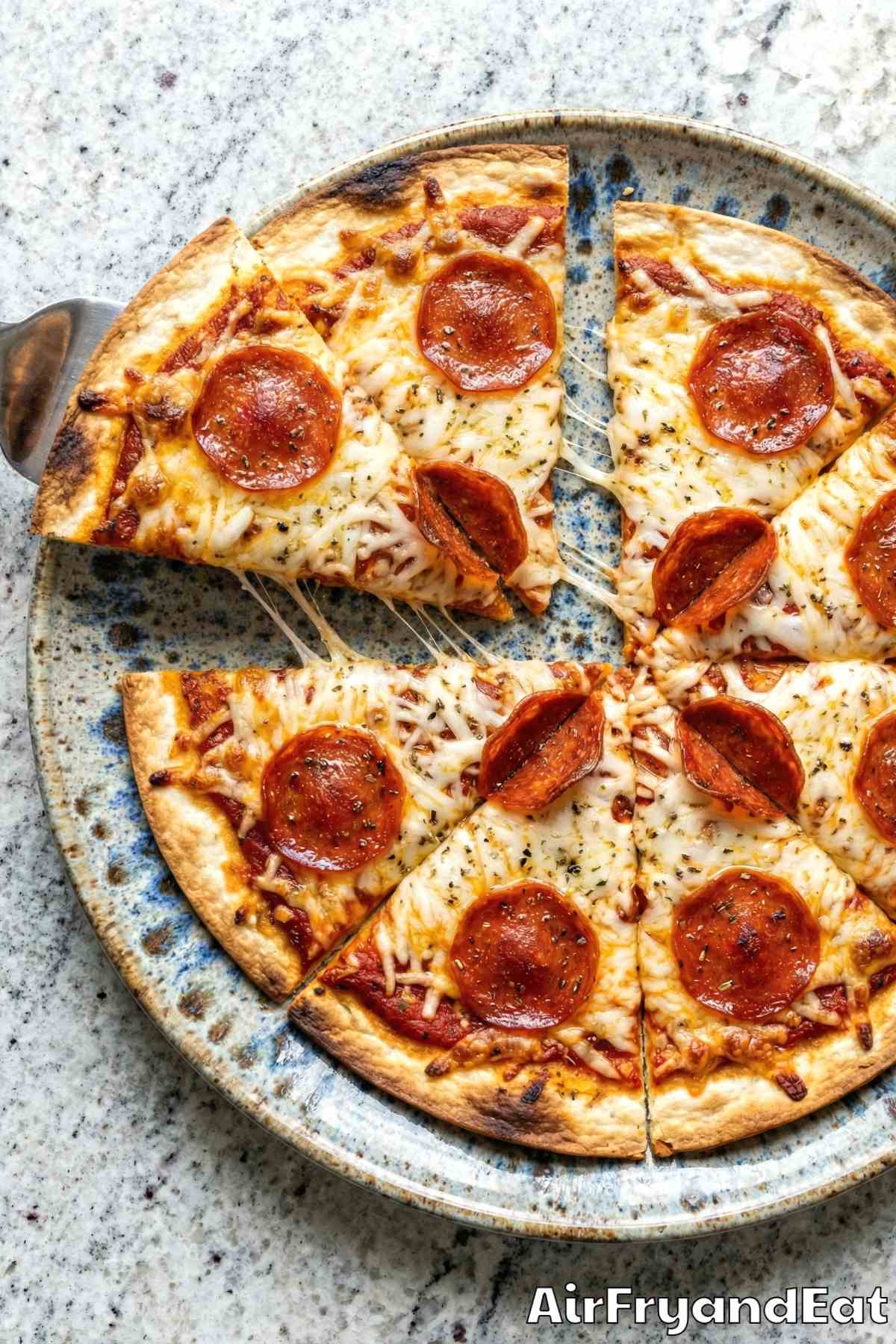 Perfect crispy tortilla pizzas from air fryer