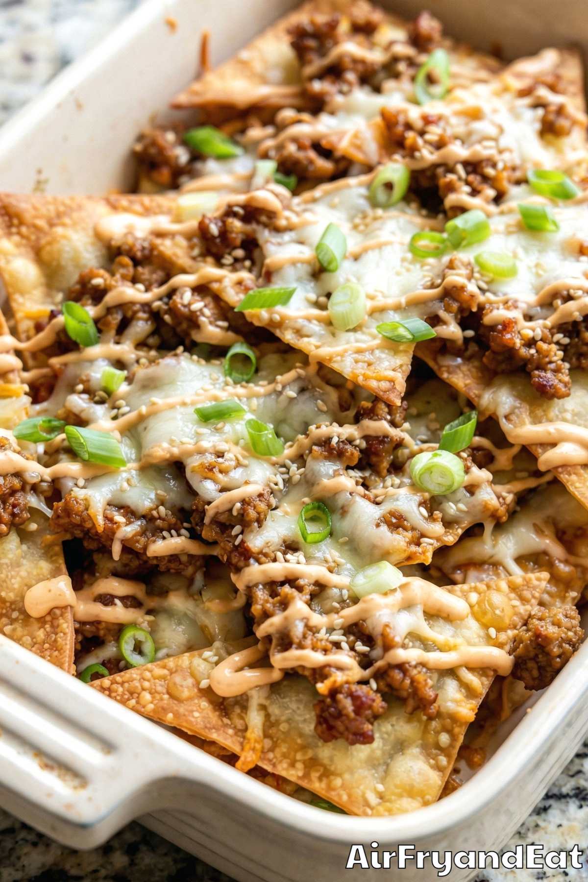 Perfect crispy wonton nachos from air fryer