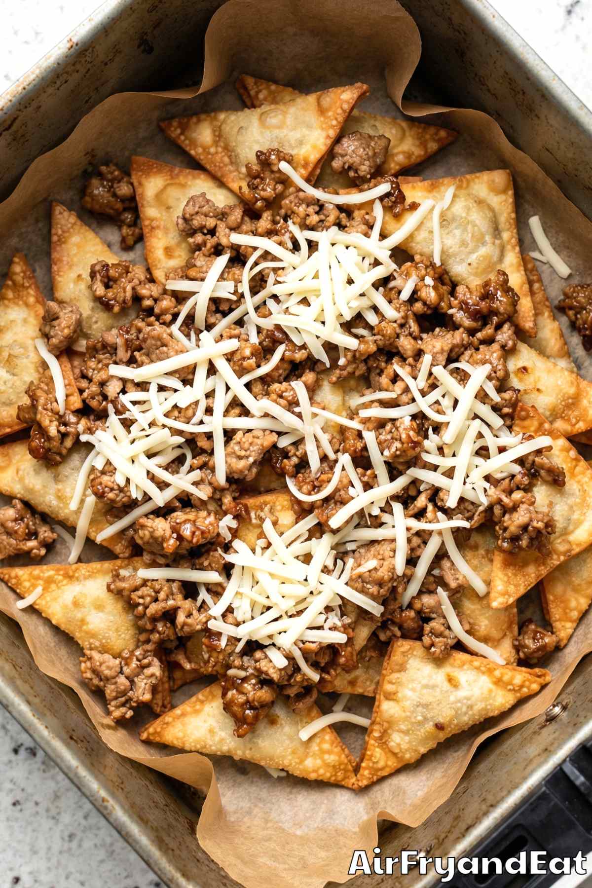 Air Fryer Crispy Wonton Nachos Step 3