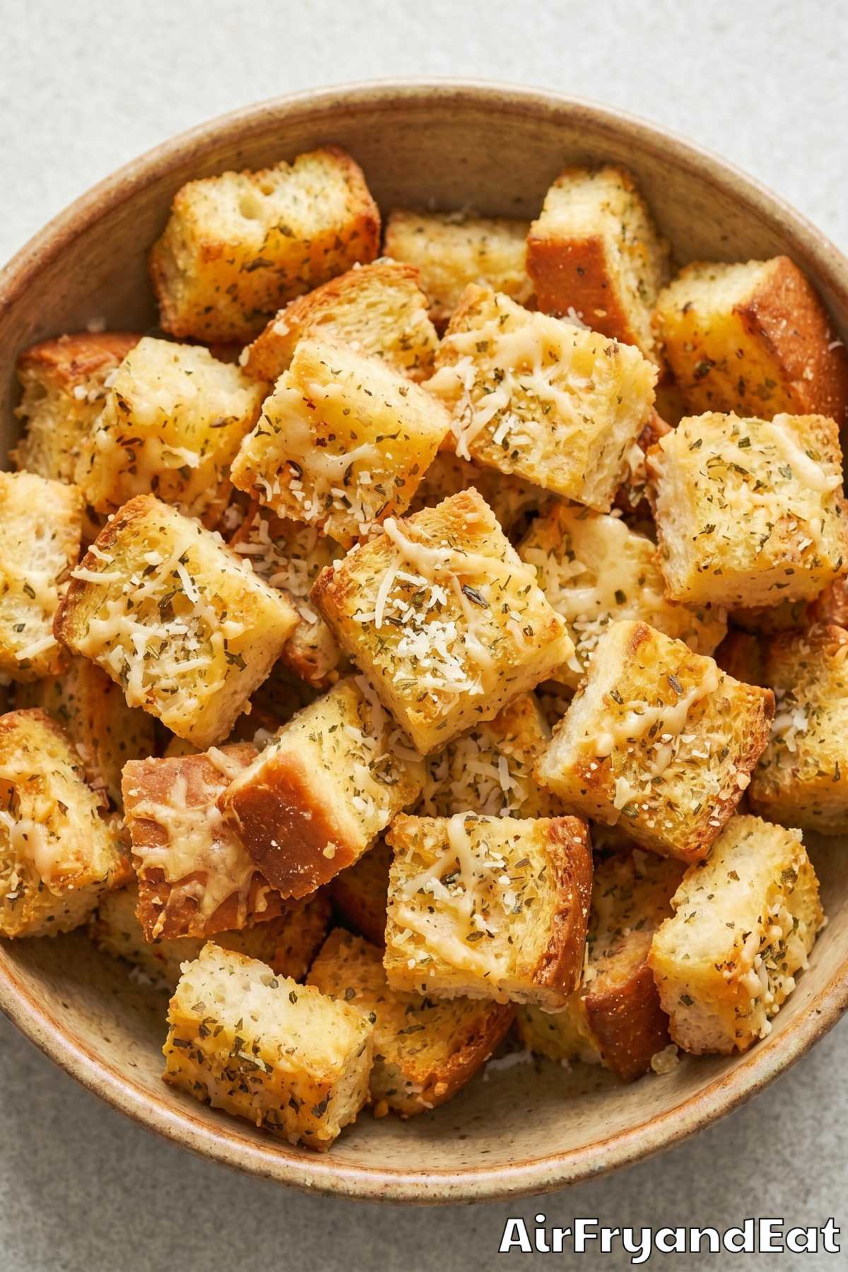 Savory golden air fryer croutons