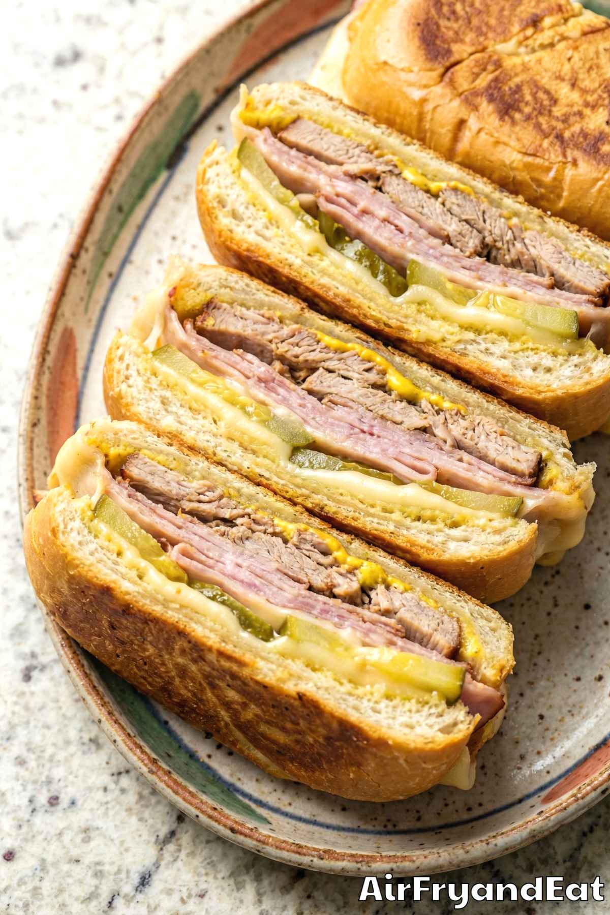 Crunchy air fryer Cuban sandwiches served fresh
