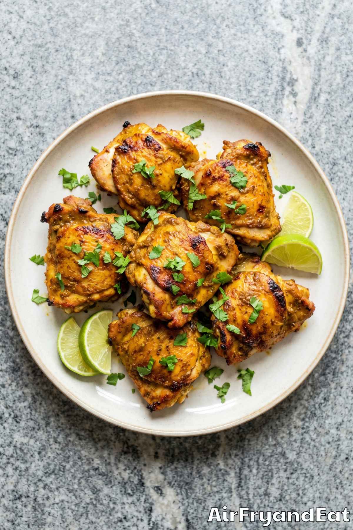 Golden air fryer curry chicken pieces