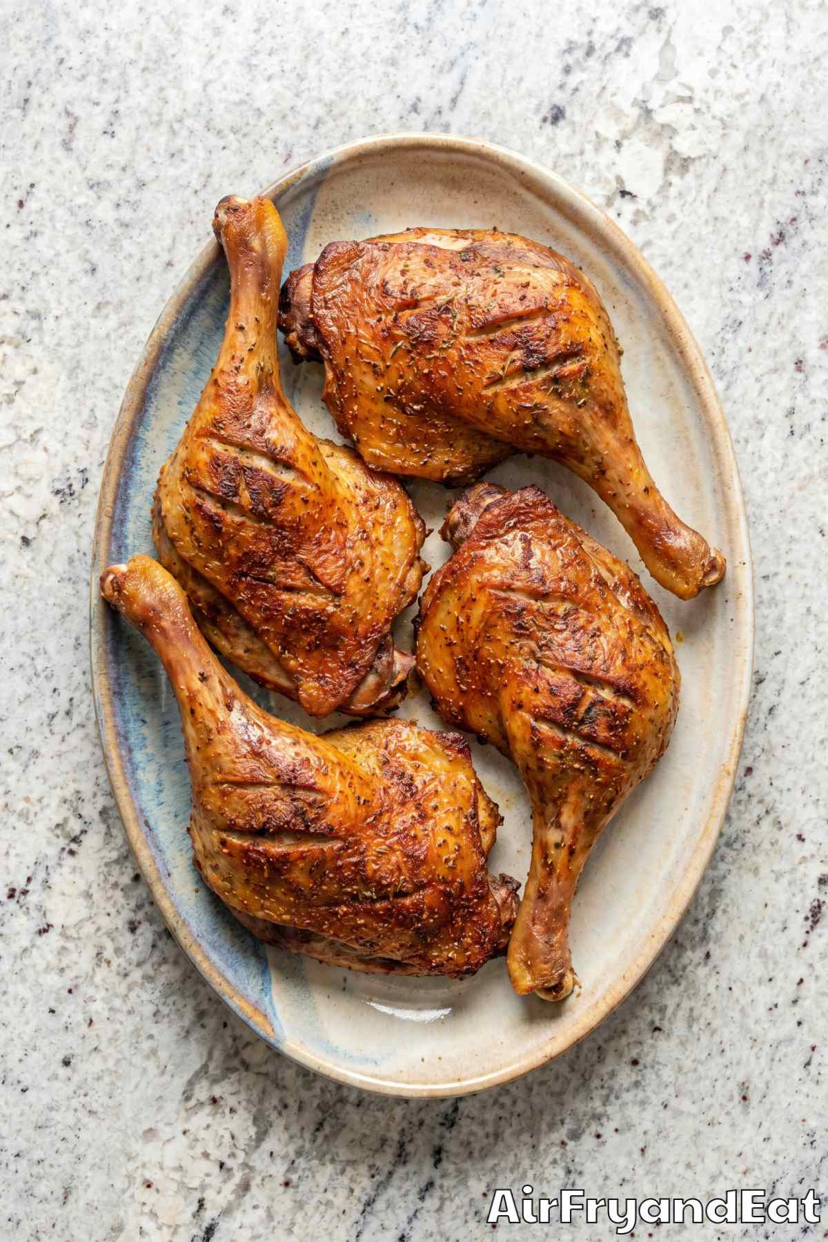 Succulent air fryer duck legs served warm