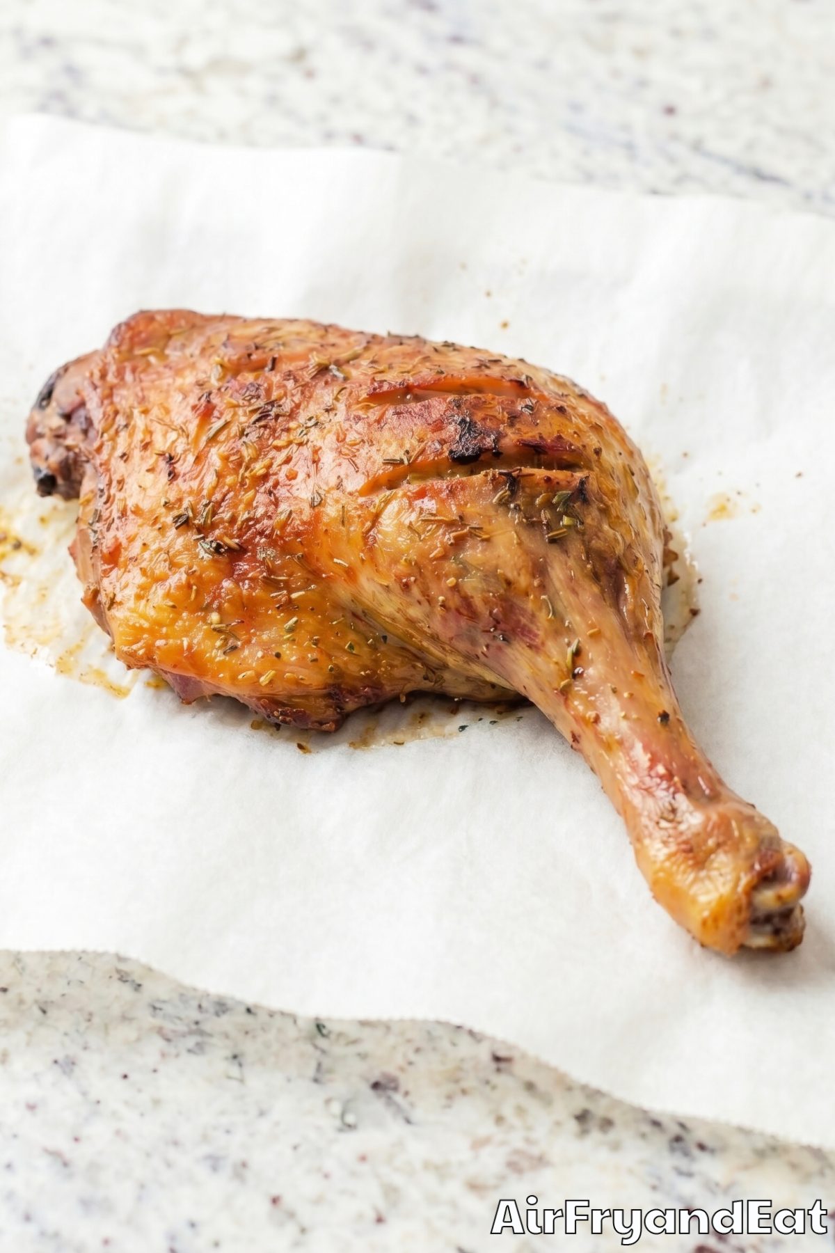 Golden air fryer duck legs close-up