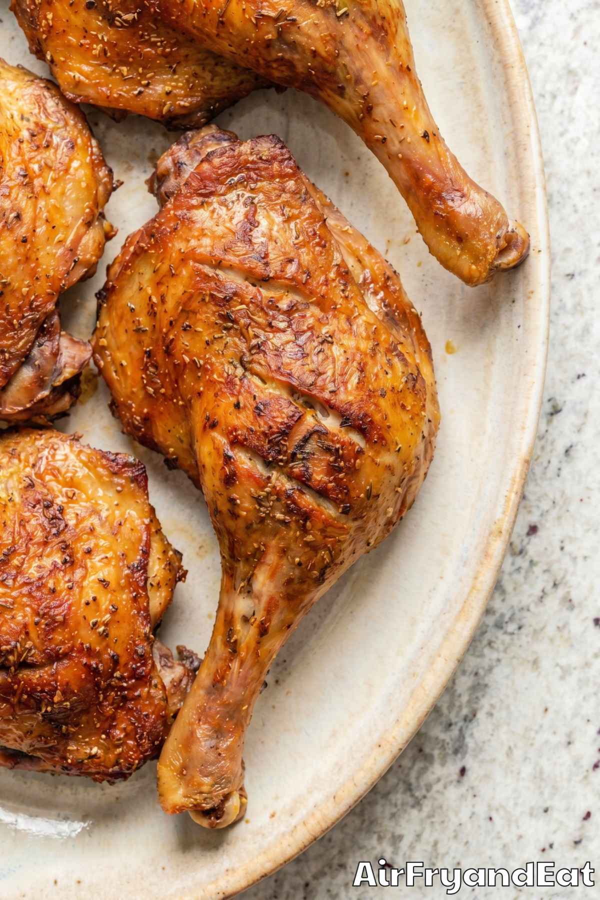 Perfectly cooked air fryer duck legs