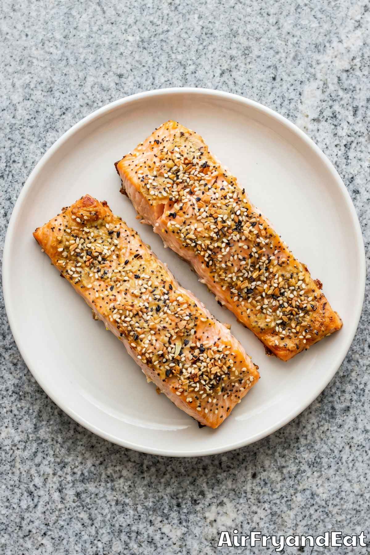 seasoned air fryer salmon on a plate