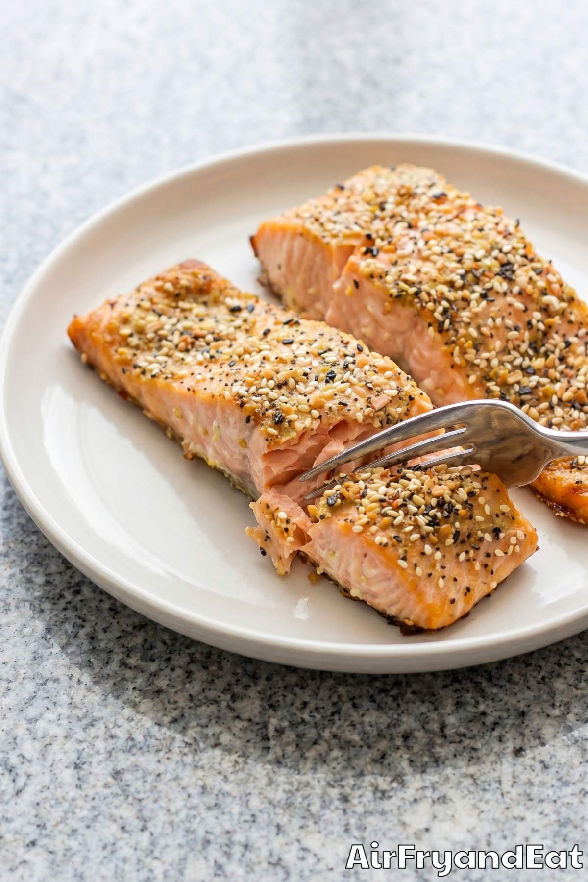 simple everything bagel topped salmon