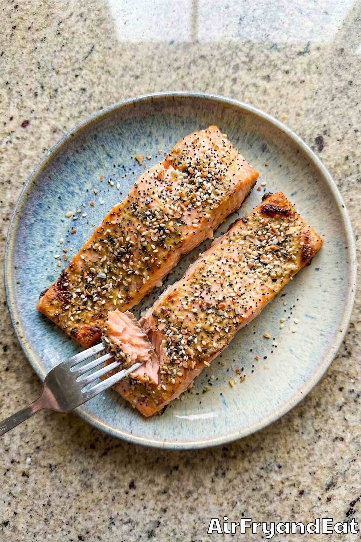 Seasoned air fryer everything bagel salmon