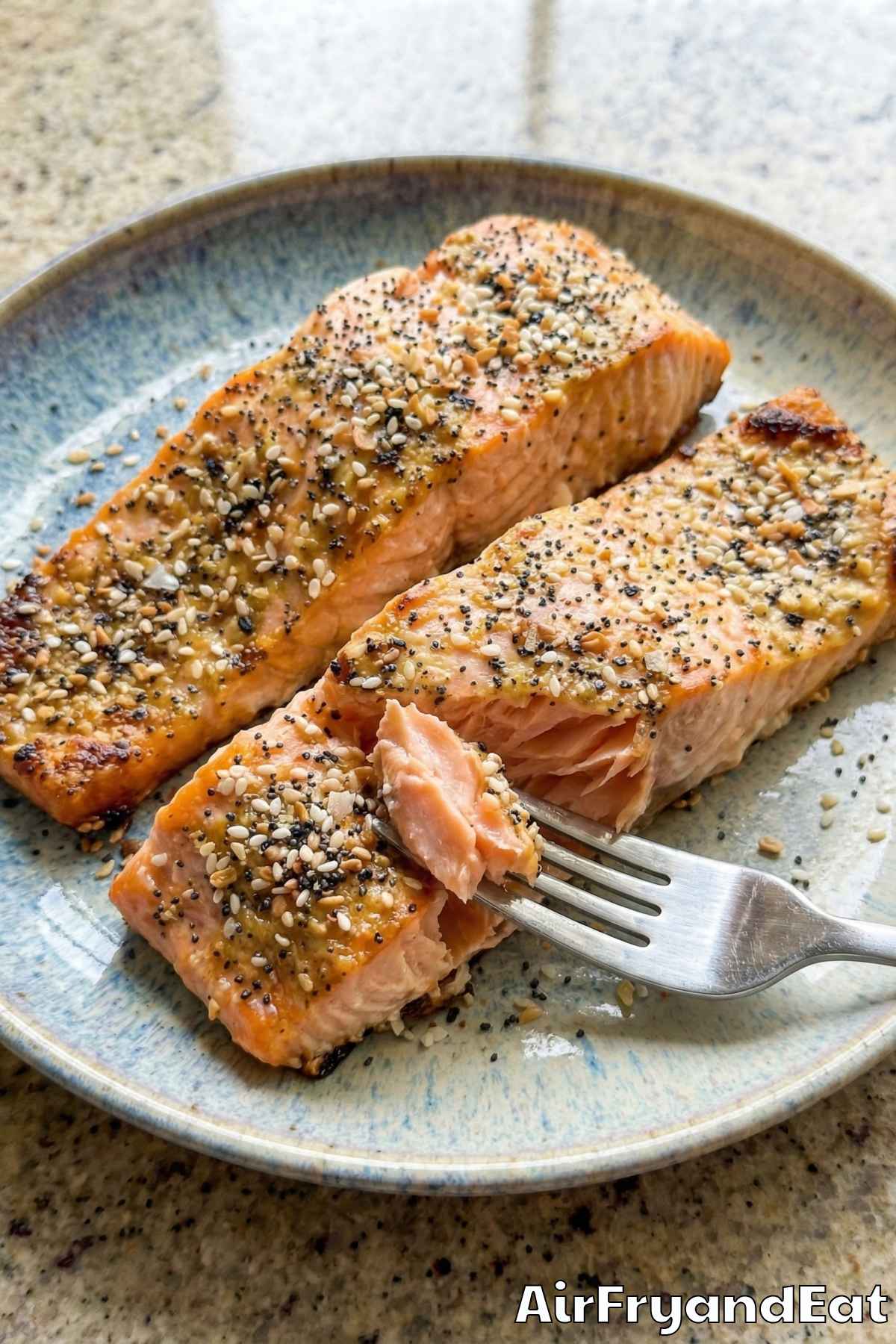 Tender air fryer everything bagel salmon