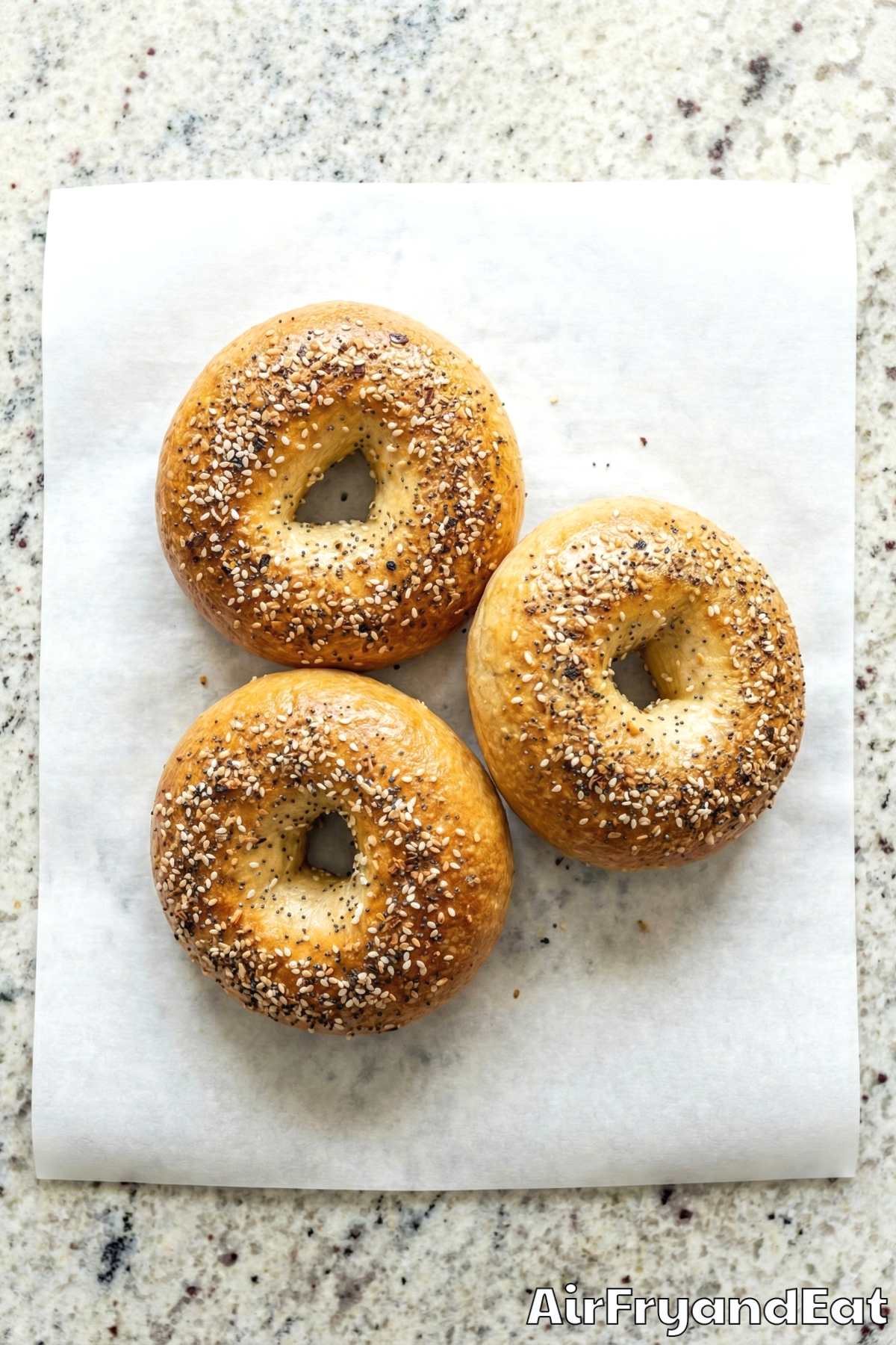 Crispy air fryer everything bagels fresh baked