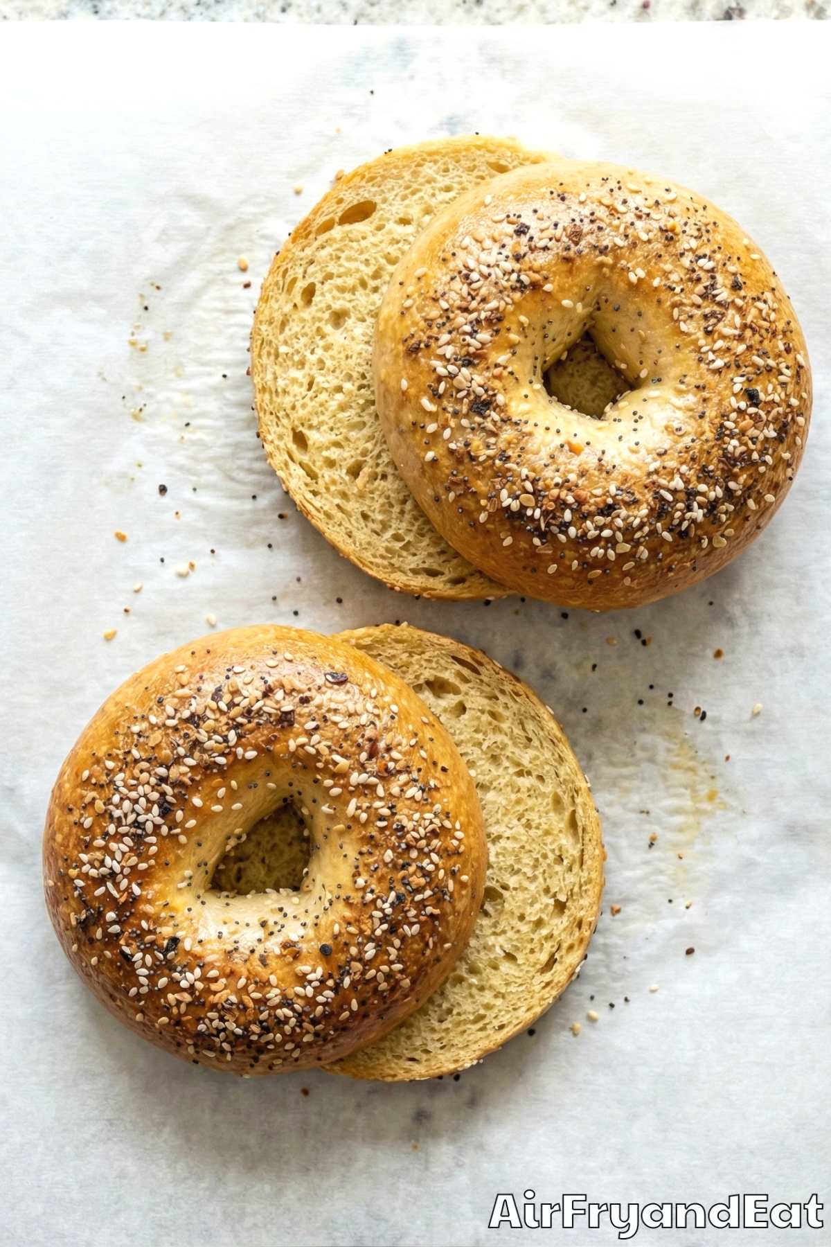 Easy air fryer everything bagels with seasoning