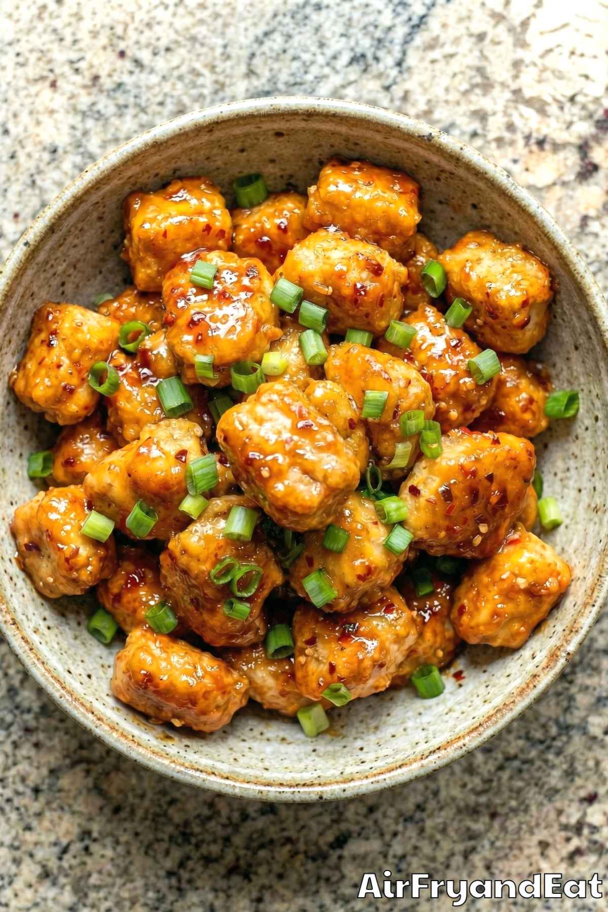 Savory air fryer firecracker chicken bites