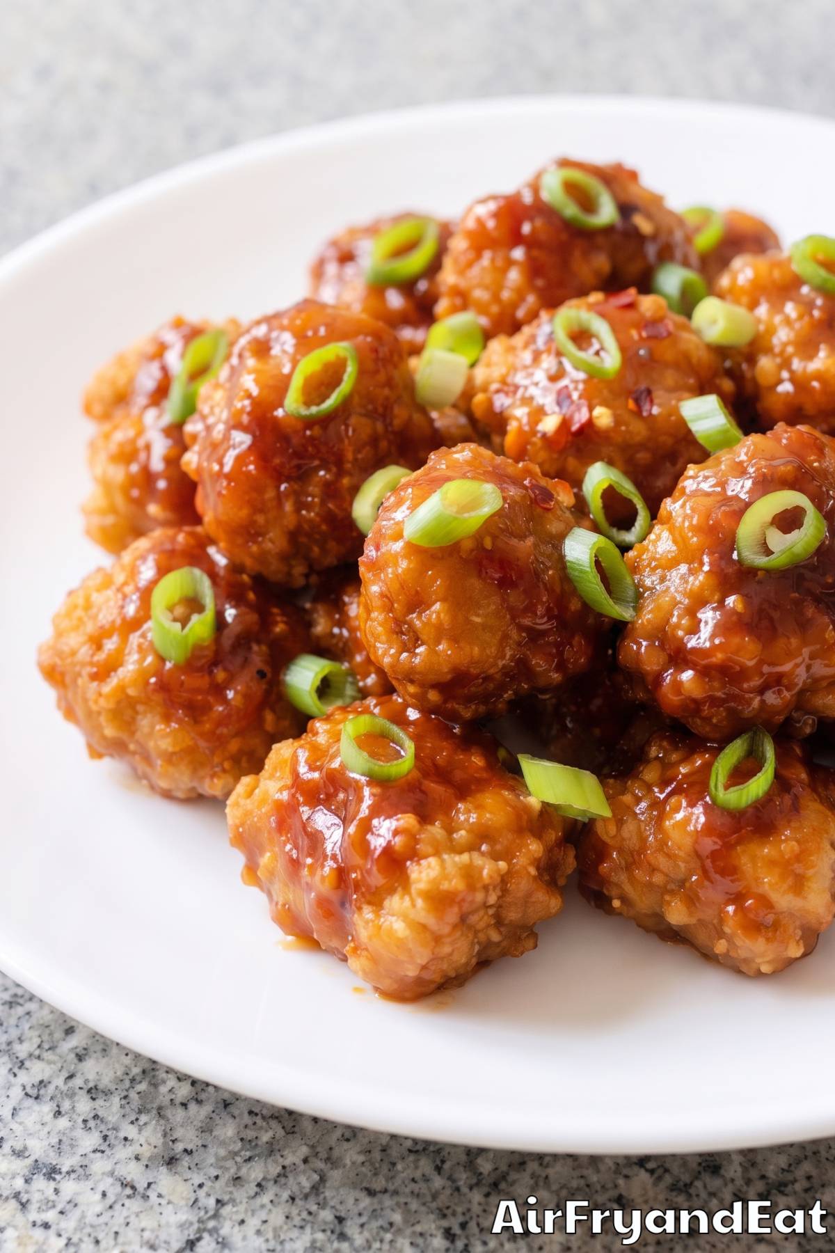 Crispy air fryer firecracker chicken bites
