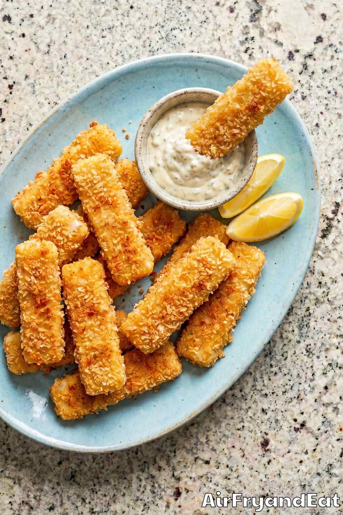 Perfectly cooked air fryer fish sticks