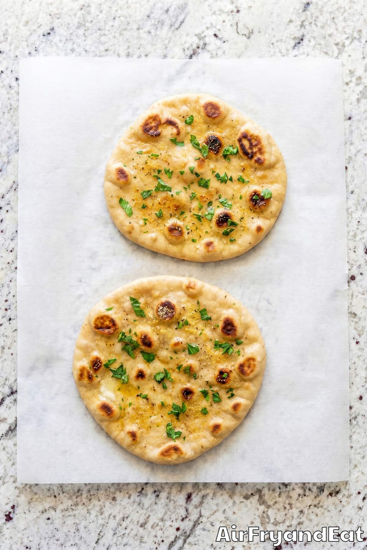 Easy air fryer flatbread torn apart