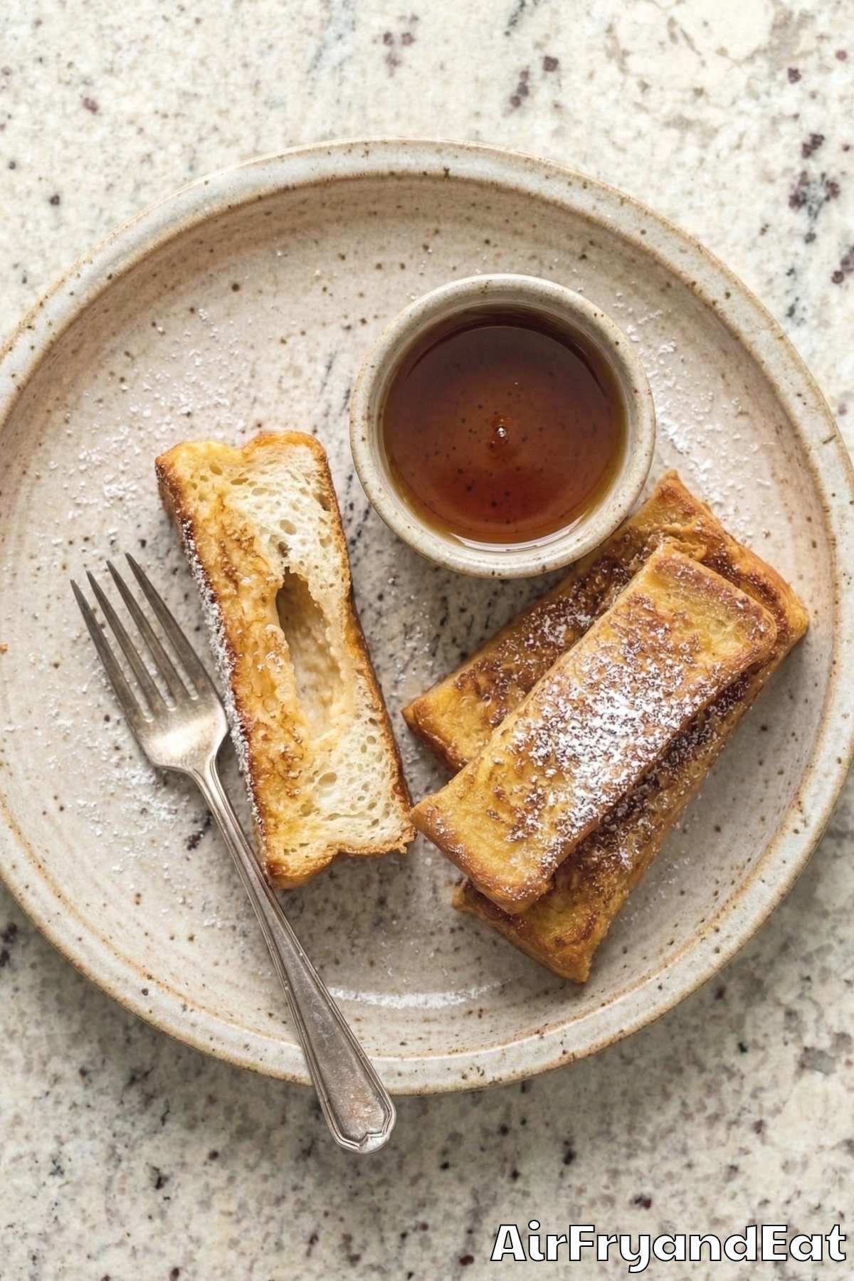 Homemade air fryer French toast sticks platter