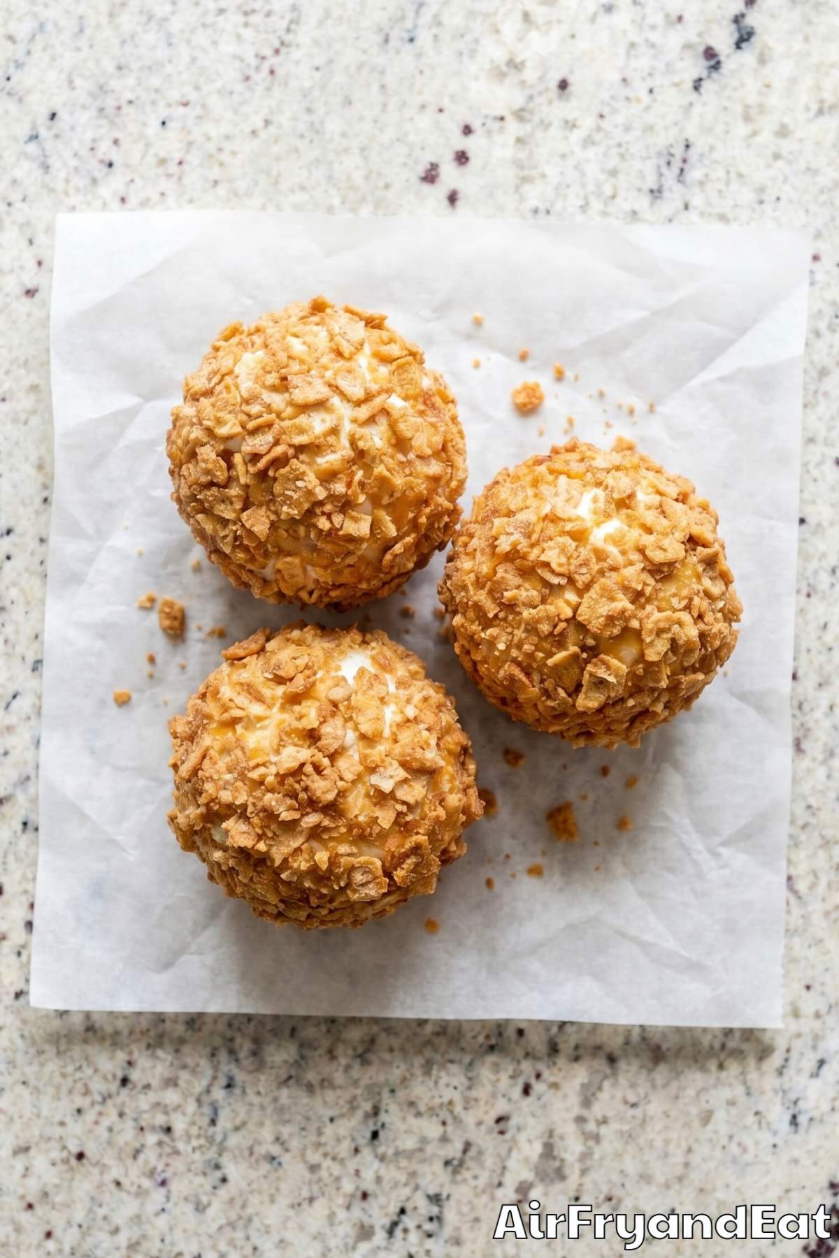 Creamy air fryer fried ice cream drizzled